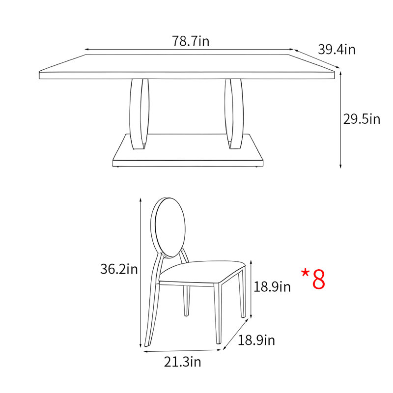 Ensembles de table de salle à manger rectangulaires Light Luxury Luxury