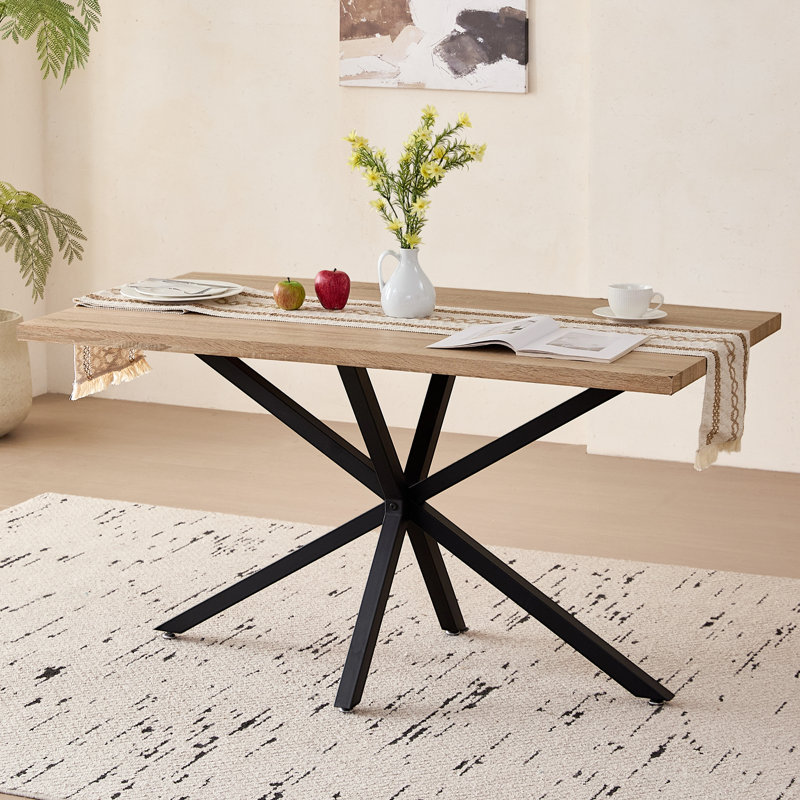 Modern Minimalist Rectangular Dining Table - Dining Table - For 4-6 People , Dark Brown Wood