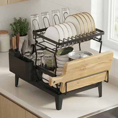 Dish Drainer Rack with 360 Degree Rotatable Spout