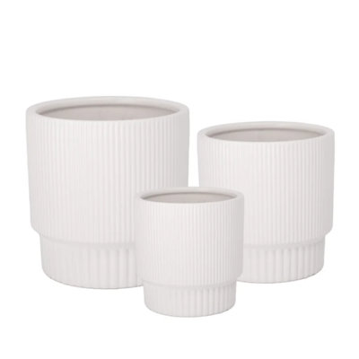 Ensemble de trois pots en céramique blanc