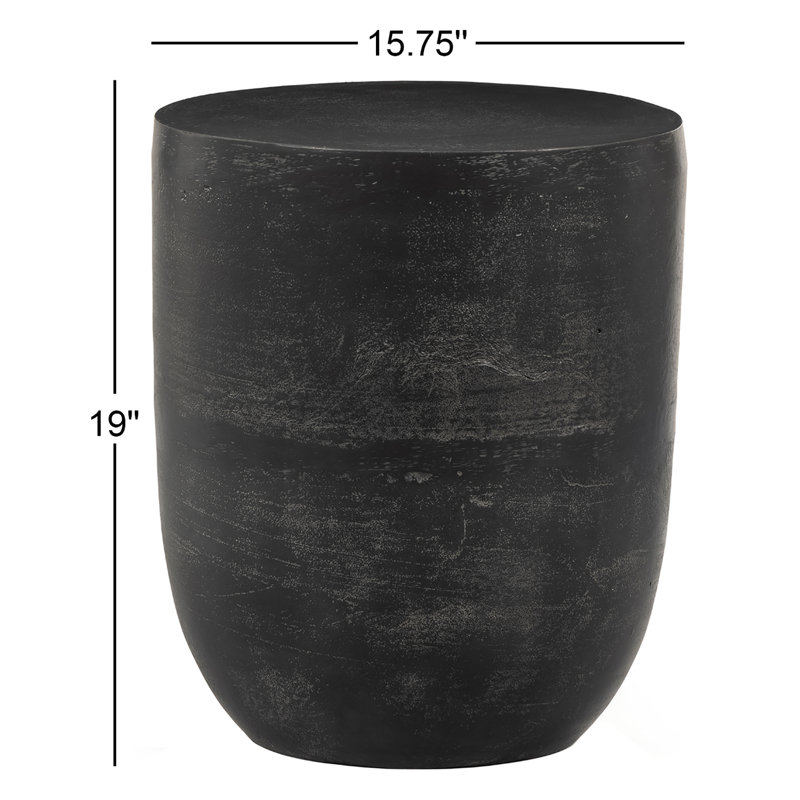Basil Outdoor Round Side Table, Aged Gray