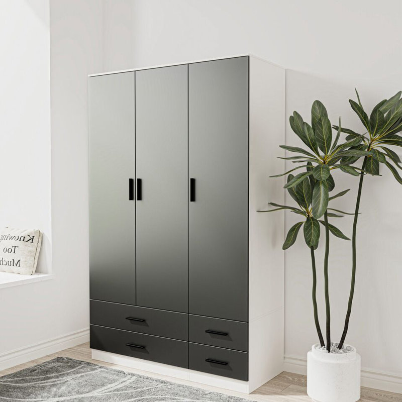 Retonia Manufactured Wood Wardrobe, White/Black