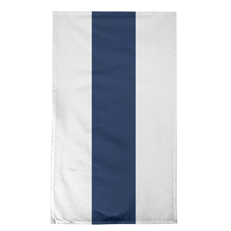 Stripe Tea Towel Kitchen Towel, Poly Twill, White/Navy Blue Baseball