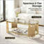 Table basse ovale dorée avec tablettes en verre trempé à 2 niveaux-130155223
