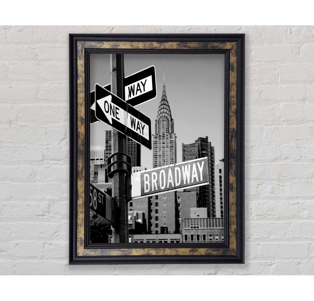 New York Signs To Broadway B N W - Single Picture Frame Art Prints