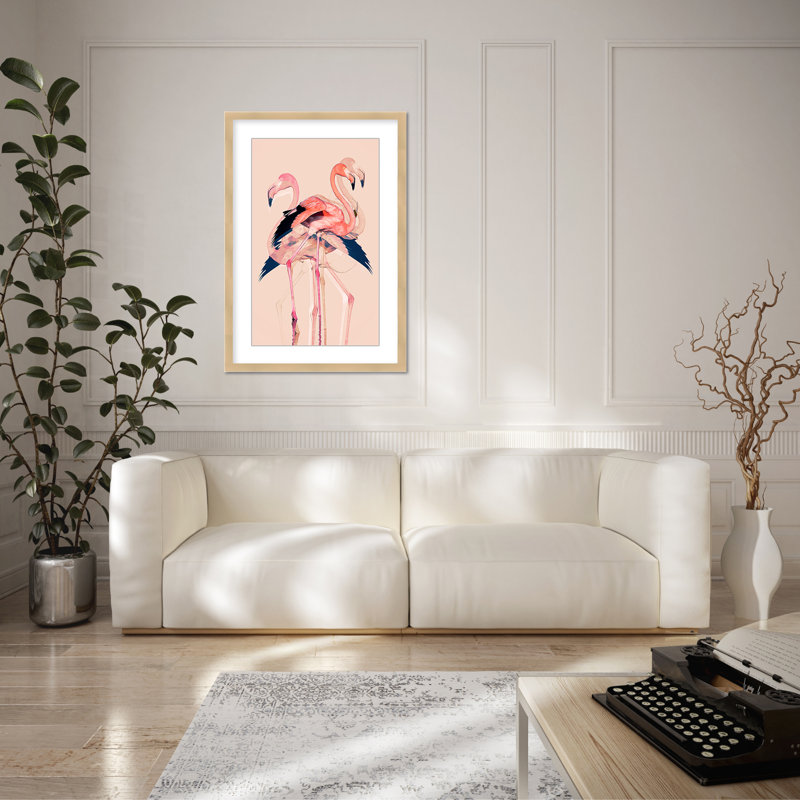 Coastal Retreat Flamingo Flares: Layers Of Abstraction, 48" H x 32" W