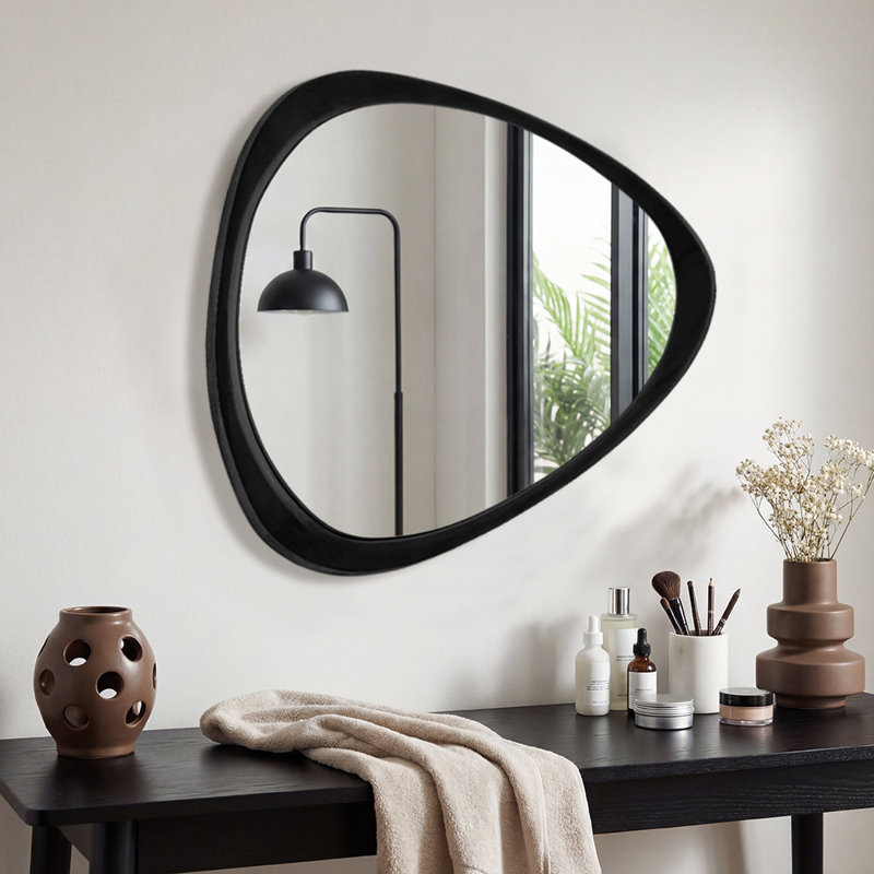 Miroir d'appoint mural Asymmetric, Noir, noir, noir, noir, 24 po x 19 po