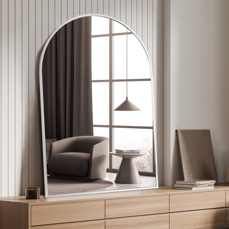 Arch Bathroom Mirror, Wall Mounted Mirrors with Metal Frame , 30'' x 20'', Silver