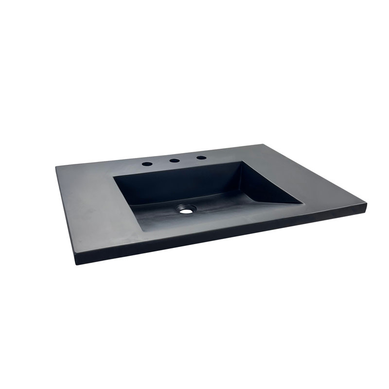 31'' Black Concrete Single Basin Vanity Top with Ramp Sink