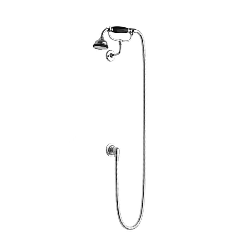 Classic Black Apron Rose Handheld Shower Head, Polished Chrome