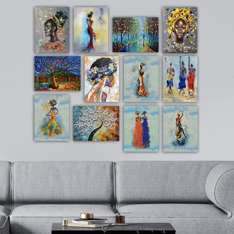 Superbe ensemble d'art mural décoratif en panneau de fibres à densité moyenne (12 pièces), 7,9 po x 5,9 po chacune | 100% panneau de fibres à densité moyenne, épaisseur: 0,1 pouce | Parfait pour la décoration intérieure, le salon et la chambre à coucher - Design élégant et polyvalent pour rehausser tout espace