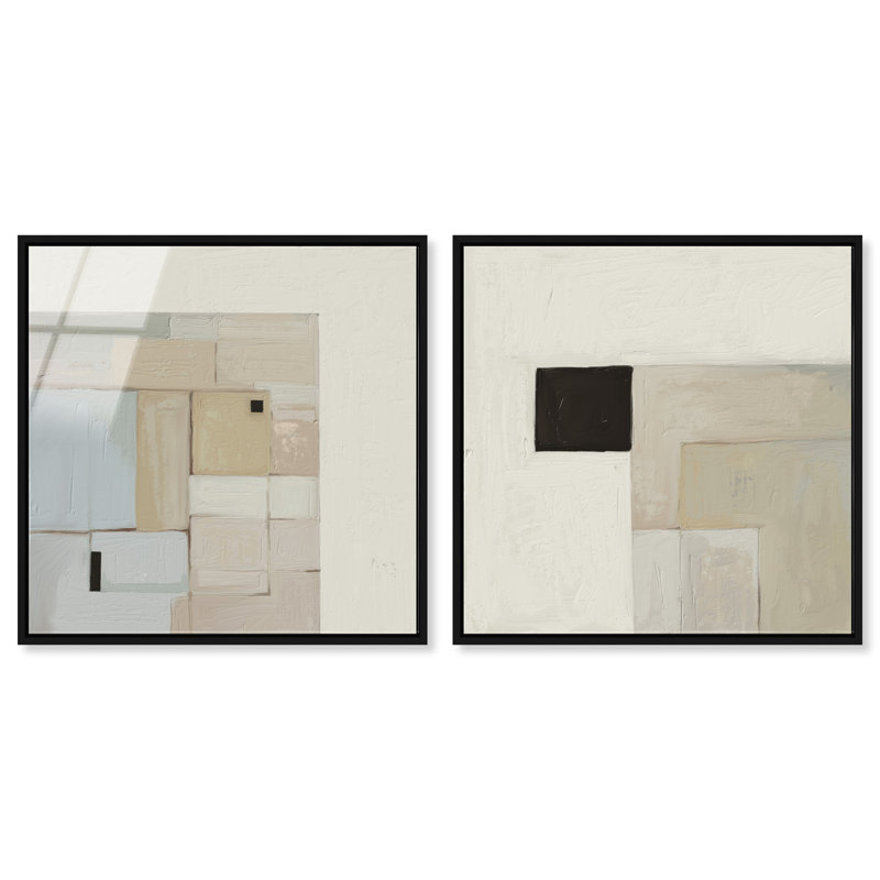 Soft Roughness Set Set by Oliver Gal, 17"H x 17"W, Black Floater Frame