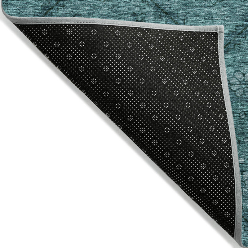 Tapis d'intérieur rond 8 pi bleu sarcelle et turquoise