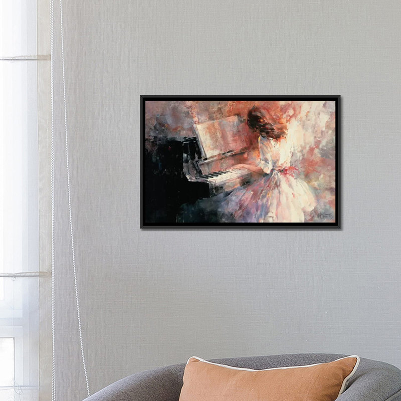 « romantique rythmique », impression sur toile, H 18 po x l 26 po x P 1,5 po, Toile encadrée noire, Pas de tapis