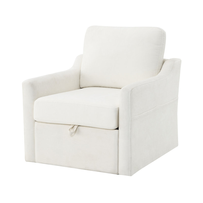 360° Swivel Chair With Soft Chenille, Accent For Living Room, Bedroom, Office, +type - C Charging On Arm, Book Pocket And Under Cushion Storage, 1 Piece, Frame Comfy Chenille Upholstery,