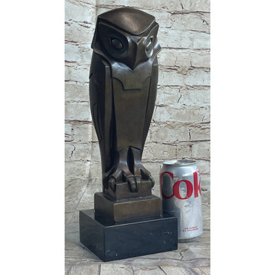 ART DECO OWL PURE VIENNA BRONZE STATUE ON A MARBLE BASE FIGURINE SCULPTURE GIFT