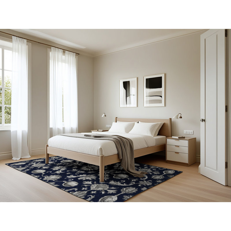 Tapis gris français lavable à la machine, Rectangle 5 pi x 7 pi