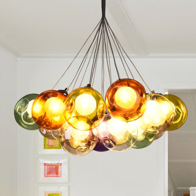Spoffo Modern Colorful 50-Light Bubble Glass Chandelier Cluster Pendant