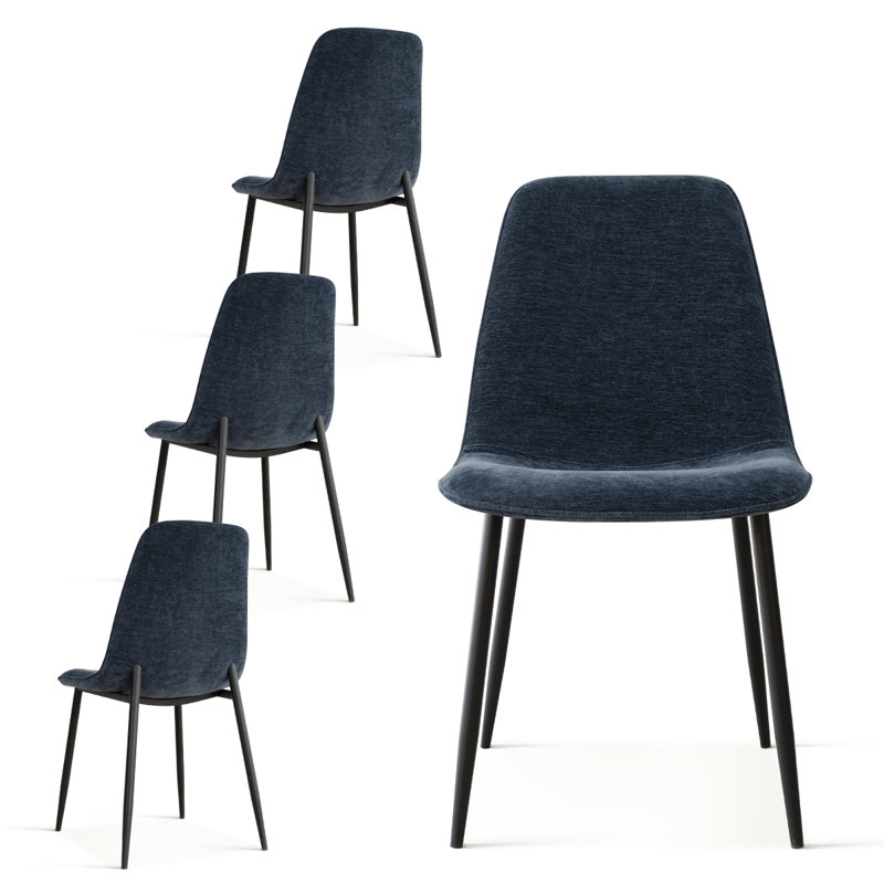 Chaise rembourrée en tissu Sheryl, Bleu très foncé