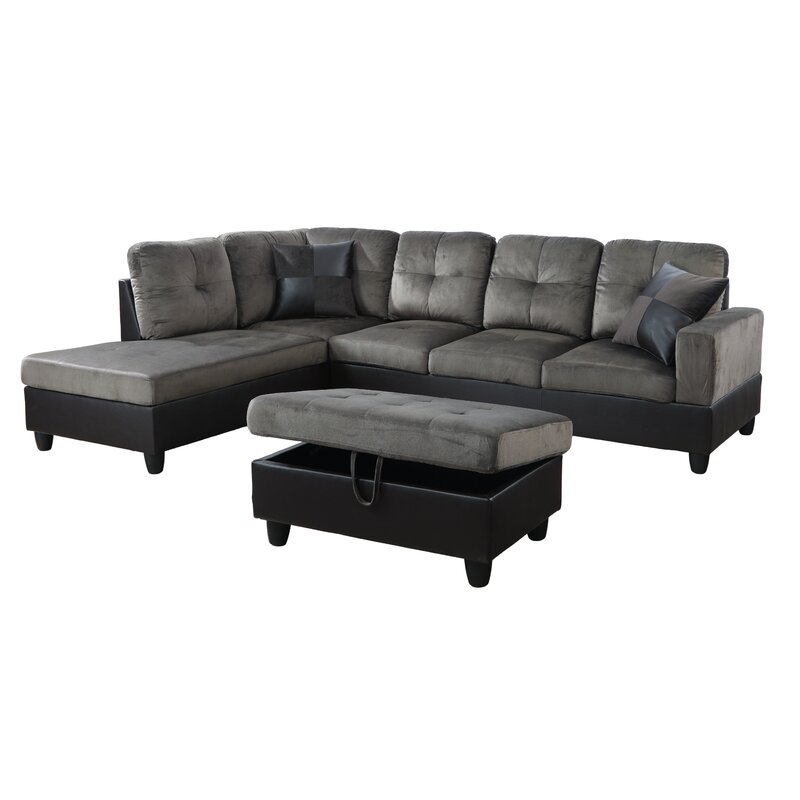 Latitude Run® 3 - Piece Vegan Leather Sectional & Reviews | Wayfair