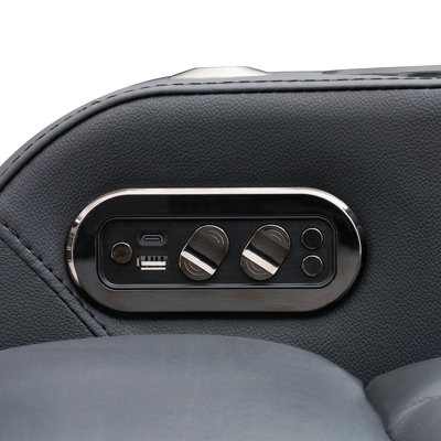 Dual Power Top Grain Leather Home Theater Recliner with USB & Type-C Charging Ports