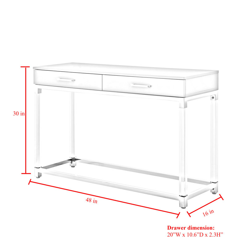 Ungar Maximo Console Table For Entryway Living Room, White/Chrome