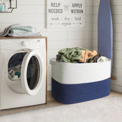Extra Large Clothes Storage Basket, 62L Cotton Rope Laundry Basket with Handles – Foldable Storage Bin for Blankets, Pillows and Toys