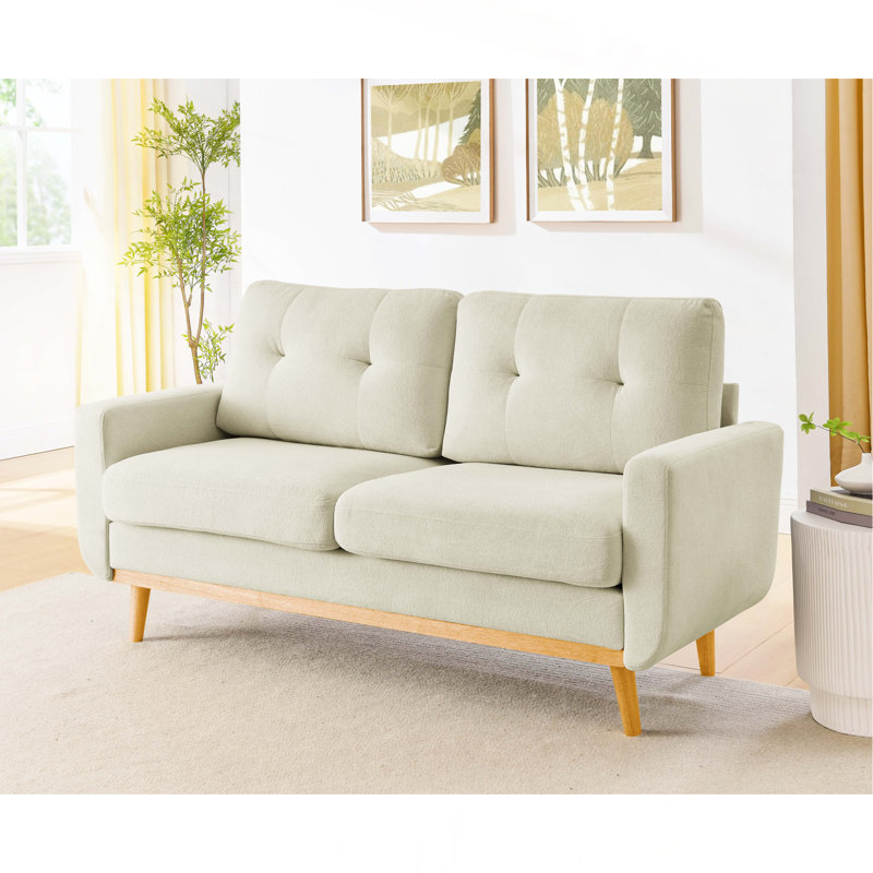 Canapé capitonné 67,7 po de largeur Mid-Century avec pieds en bois