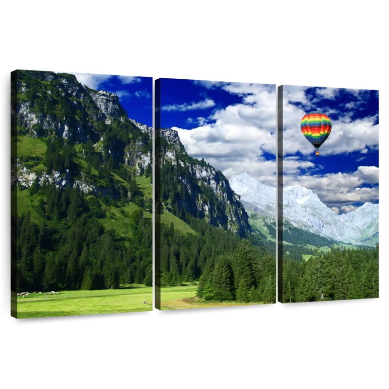 Alvord Hot Air Balloon Mountain Scene, 28" H x 45" W