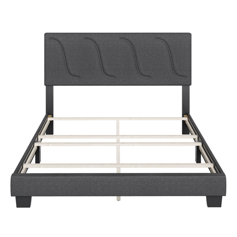 Upholstered Platform Bed, Charcoal, Queen