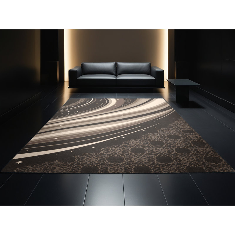 Machine Washable Pantelie Global Inspired Moroccan Rug in Black – Black Binding, 2 x 5