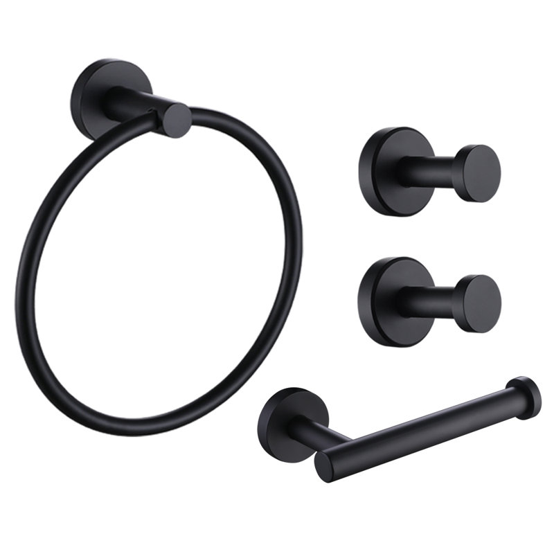 4 - Piece Bathroom Hardware Set, Matte Black