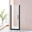 Porte de douche pivotante simple pivotante, alliage d'aluminium noir mat, verre trempé clair de 6 mm d'épaisseur.