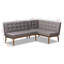 Ensemble de 2 banquettes de coin-repas en tissu gris Tomball H 31,39 po x l 53,25 po x P 26,16 po