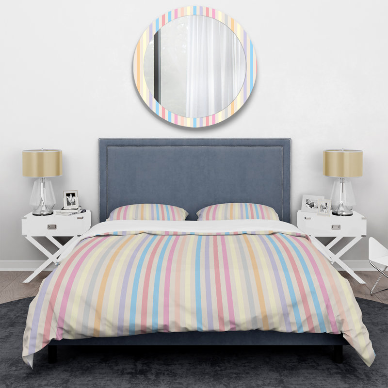 Multicolor Striped Pattern - Abstract Duvet Cover Set - Microfiber Polyester