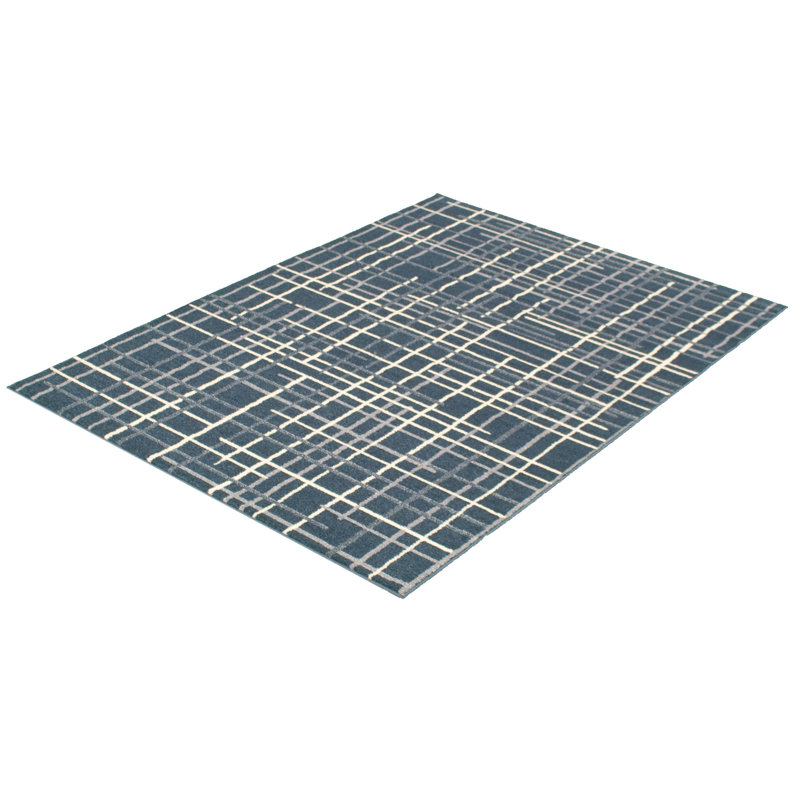 Tapis gris pétrole / crème / gris Mulgrave, Rectangle 7 pi 10 po x 10 pi 2 po