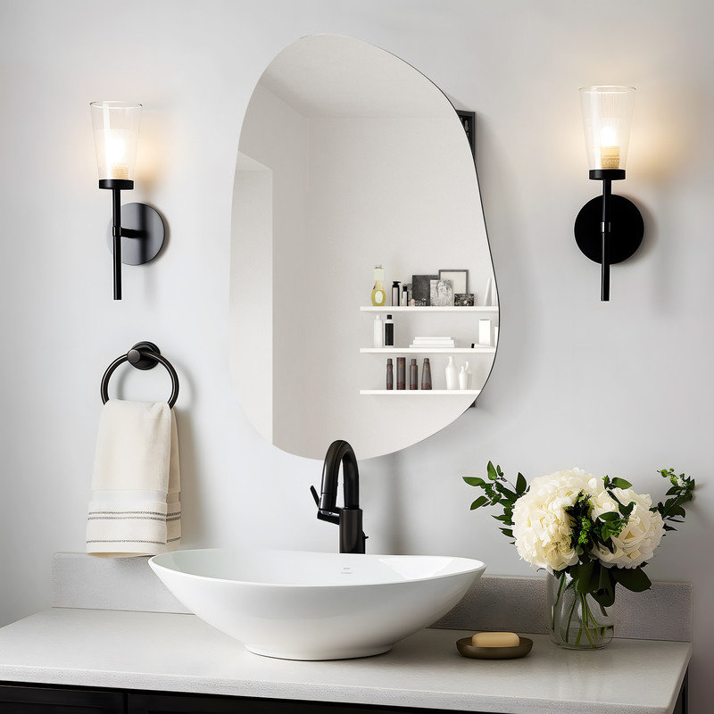 Frameless Irregular-Shaped Mirror Cabinet