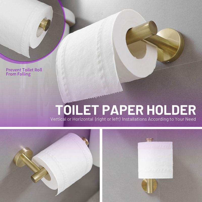 Brushed Gold 5-Piece Stainless Steel Bathroom Hardware Set
