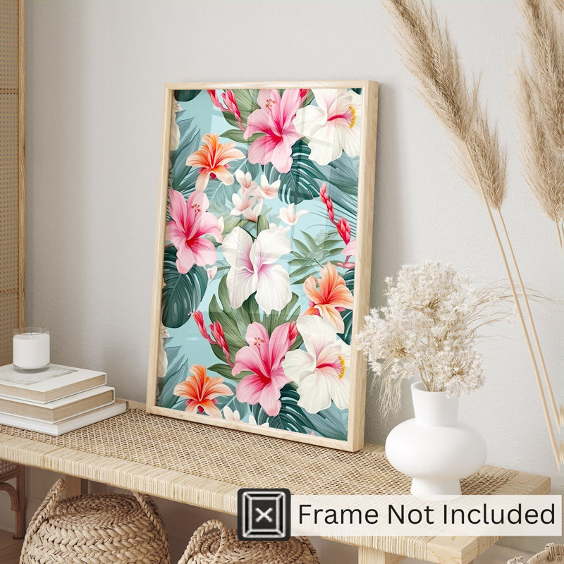 Motif floral de fleurs d'hibiscus IV, H 36 po x l 24 po