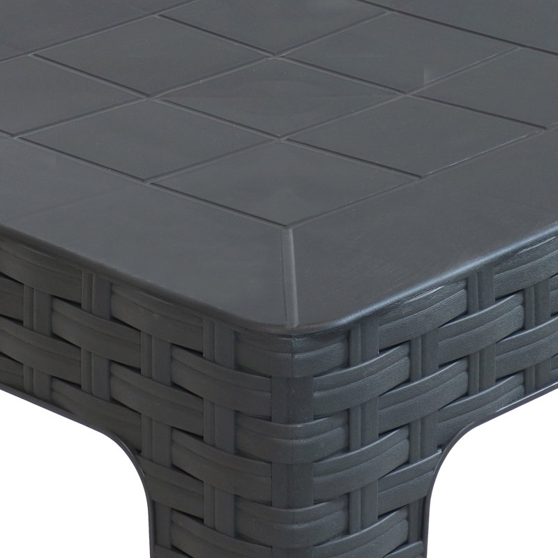 Table d'appoint de patio contemporaine en plastique pour l'extérieur, Gris