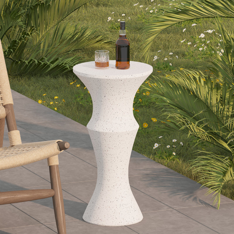 Round Concrete Outdoor Side Table , 11 " W 11 " D