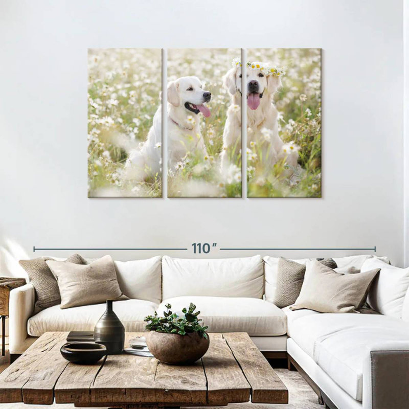 Golden Retriever Couple, 48" H x 74" W