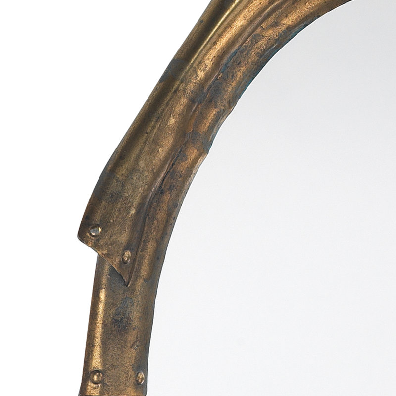 Margaux Oval Metal Mirror, Antique Brass