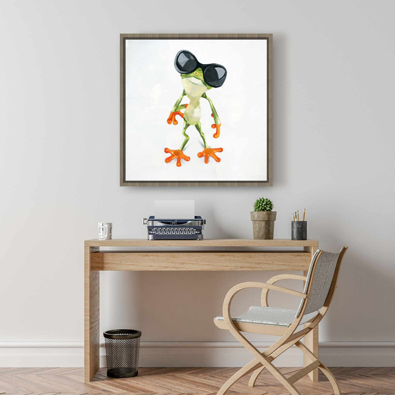 Drôle de grenouille avec toile de lunettes de soleil | Art mural Home Decor