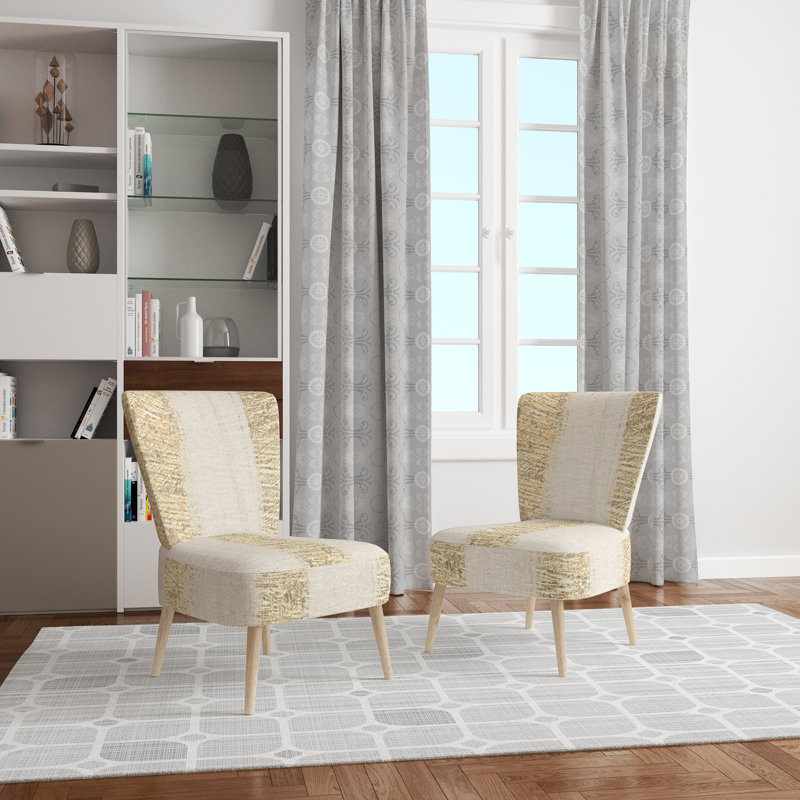 Chaise d'appoint rembourrée Gold Glam Stipes
