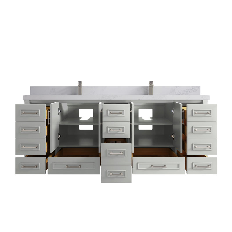 Ensemble de meuble-lavabo double 84 po Aberdeen, Calacatta Nuvo, Gris Coventry