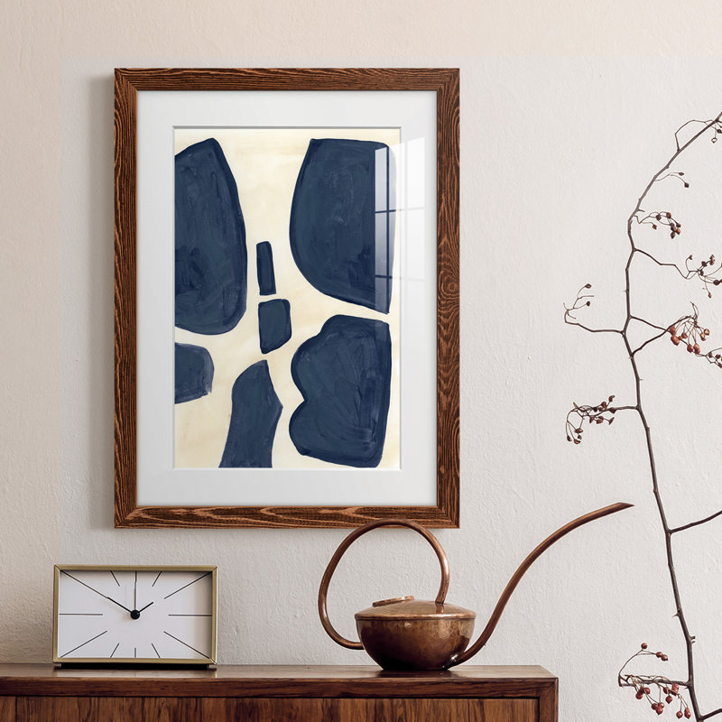 Pièces bleues II - peinture encadrée, Cadre en érable, H 31,5 po x l 23,5 po x P 1 po