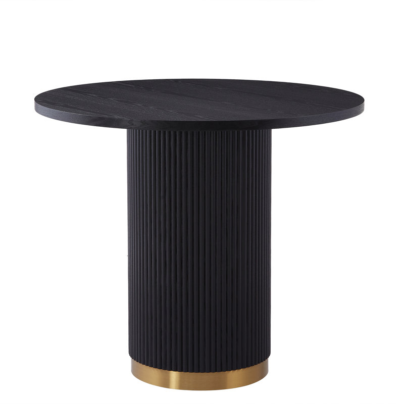 Round Pedestal Dining Table, 29.92" H x 35.04" W x 35.04" D, Black
