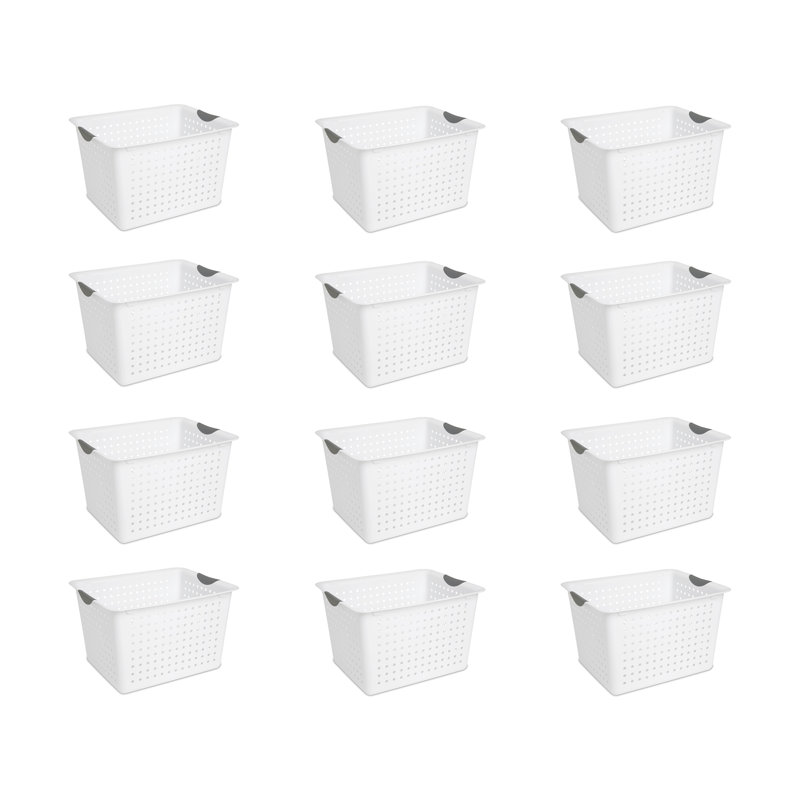 Sterilite Ultra Basket, Storage Bin Organize Closet, Cabinet, Pantry, Shelving and Countertops, 16" H x 13" W x 10" D, White