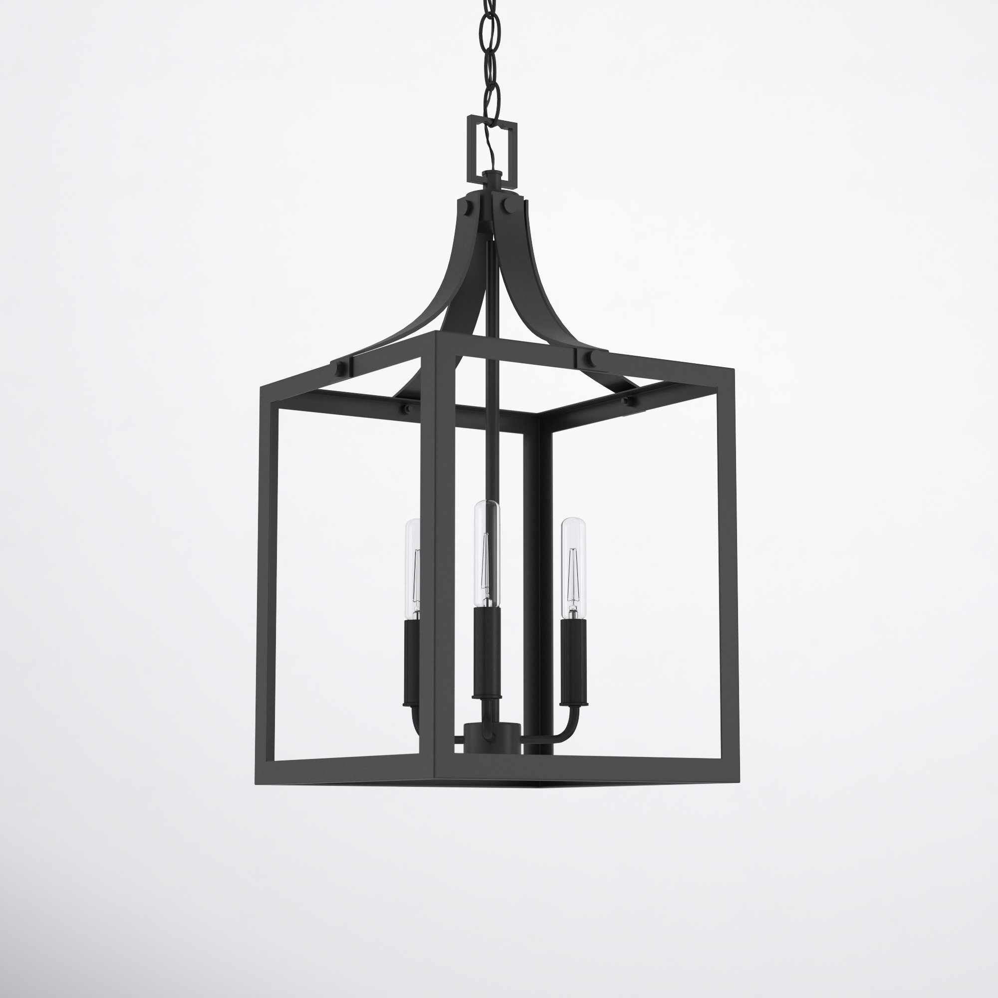 Carla 3 - Light Metal Dimmable Lantern Chandelier, 23.5" H x 12" W x 12" D, Black, No